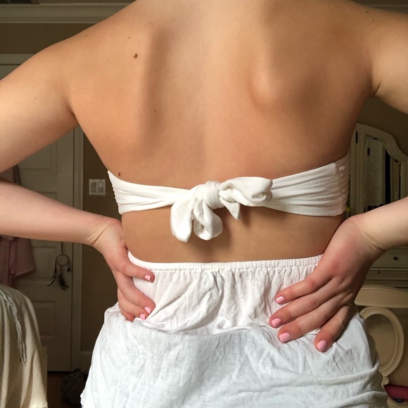 American Eagle Strapless White Tie Shirt - Picture 5 of 6